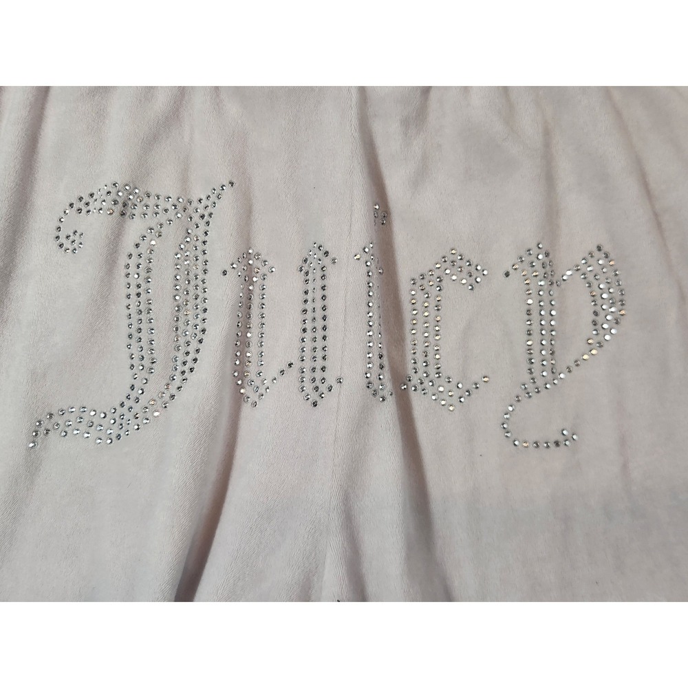 Juicy Couture Sleep Shorts Women Large cream Rhinestone Velour Lounge - Picture 5 of 10